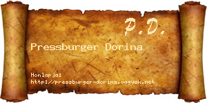 Pressburger Dorina névjegykártya
